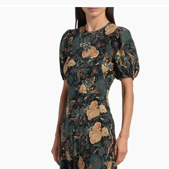Ulla Johnson Dresses & Skirts - Ulla Johnson Ines Floral Silk Puff-Sleeve Midi-Dress